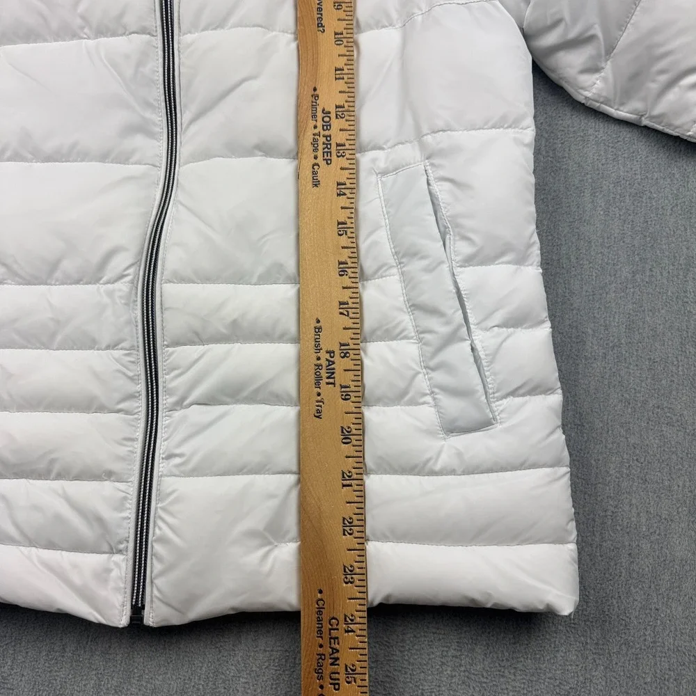 DKNY Sport Jacket Women Small White Puffer Quilt Sorona Full Zip Outdoors Winter